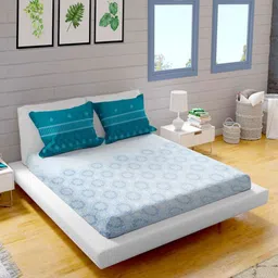 Threadwear Essential Series White Printed Cotton 400 TC King Bedsheet Set - 2.85m x 2.85 m-image-8