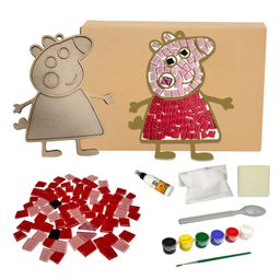 Mold Your Memories DIY Peepa Pig Theme Mosaic Art Contains Wooden Base Mosaic Tiles Adhesive Grouting Powder Colour Paint Brush - Multicolor-25