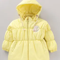 Little Kangaroos Full Sleeves Solid Hooded Quilted Jacket - Lemon-picture-6