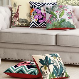 SEJ by Nisha Gupta Set of 5 Abstract Premium Cushion Covers - Pink-12