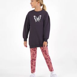 Primo Gino 100% Cotton Winter Wear Set with Butterfly Print - Black & Pink-image-22