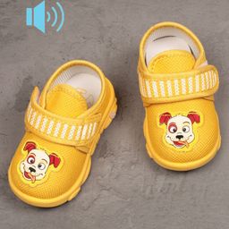 Lil Lollipop Puppy Patched Detailed  Velcro Closure Musical Booties - Mustard Yellow-image-52