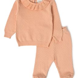 Mi Arcus Unisex Cotton Full Sleeves Frill Detailed Solid Top & Pajama Set Peach-picture-25