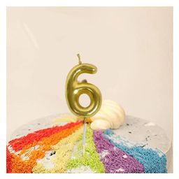 Bubble Trouble Numerical Cake Topper Candle Number 6 - Golden-47