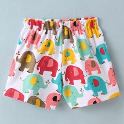 Child World Interlock Knit Shorts Elephant Print - White-picture-16