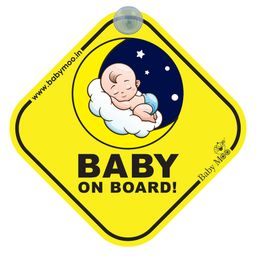 Baby Moo Snoozing Angel Car Sign With Vacuum Suction Cup Clip - Yellow-image-48