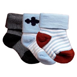 NEXT2SKIN Pack Of 3 Striped Soft Cotton Socks - Charcoal Grey Sky Blue &  Brown-picture-26