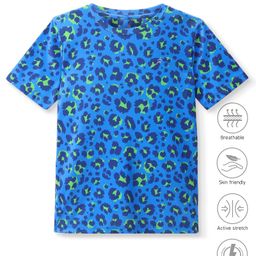Pine Active Half Sleeves Leopard Printed T-Shirt - Blue-image-76