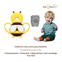 NeonateCare Baby Helmet Baby Head Protector (Pink) & Baby Head Protection Cushion Backpack (Brown) With Knee pad (Blue)-image-27