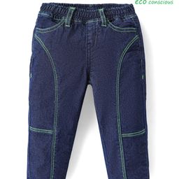 Babyoye Eco Conscious Cotton Blend Full Length Cut & Sew Solid Dyed Jeans - Blue-picture-2