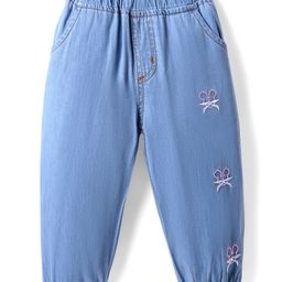 Mark & Mia Cotton Lycra Full Length Solid Denim Jeans with Embroidery - Light Blue-image-85