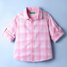 UCB 100% Cotton Full Sleeves Checks Shirt - Pink-image-69