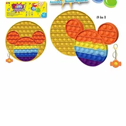 YK Kids 3-In-1 Mickey Face, Round Pop It Fidget Toy Set With Key Chain-15