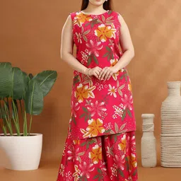 COTTON CULTURE Women Floral Printed Regular Pure Silk Kurta with Trousers-picture-13