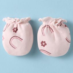 Ben Benny Interlock Knit Cap Mittens And Booties Set with Floral Print Peach - Diameter 10 cm image 3
