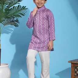 Cutiekins Boys Chevron Printed Gotta Patti Straight Kurta With Pyjamas-image-84