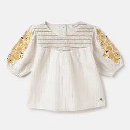ELLE Floral Striped Puff Sleeve Cotton Top-image-28