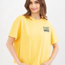 SPYKAR Women Yellow Pure Cotton Tshirts-picture-21