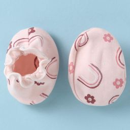 Ben Benny Interlock Knit Cap Mittens And Booties Set with Floral Print Peach - Diameter 10 cm image 5