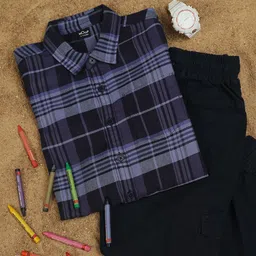 Hoop Boys Slim Fit Opaque Checked Casual Shirt-picture-38