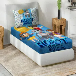 Steve & Anderson Blue & Yellow Printed Cotton 144 TC Single Bedsheet Sets 1.50m x 2.25m-picture-18
