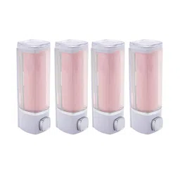 Kuber Industries Pink 4 Pieces Manual Shampoo & Soap Dispenser Bathroom Accessories 250ml-image-24