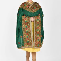 Dupatta Bazaar Green & Red Embroidered Dupatta image 1