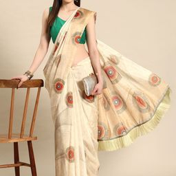 Silk Land Abstract Printed Chanderi Saree-11