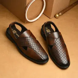 Hoversoul Men's Brown Arian Peshawari Sandals-image-21