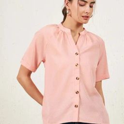 Carlton London Peach Self Pattern Top-image-1