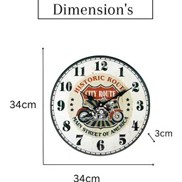eazy wagon Retro Red & White Printed Round Shaped Wall Clock image 3