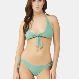 Secrets By ZeroKaata Sage Green Plain Swimwear Bra Panty Set-image-86