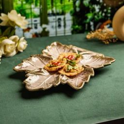 Troveas Hand-Painted Ceramic Leaf Shape Serving Platter-48