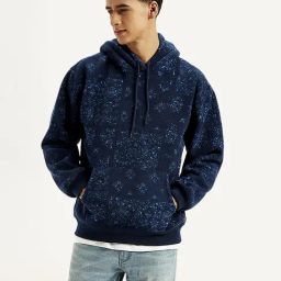 Levi's Navy Slim Fit Printed Hooded Sweatshirt-40