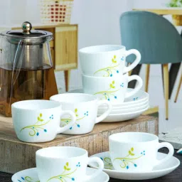 Cello White Opalware Cup & Saucer - Set of 6 image 5