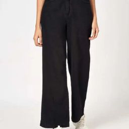 People by Pantaloons Black Cotton High Rise Flared Jeans-image-83