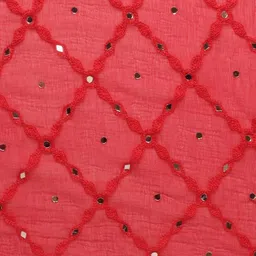 Dupatta Bazaar Red & White Ethnic Motifs Embroidered Dupatta with Mirror Work image 3