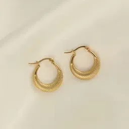 SHARLEEZ Stainless Steel Gold-Plated Circular Shaped Hoop Earrings-picture-29