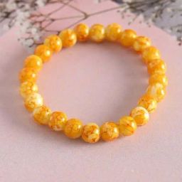 NVR Yellow Marbel Crystal Elasticated Bracelet for Unisex-34