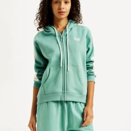 Levi's Turquoise Color-Block Front Open Hoodie-picture-5