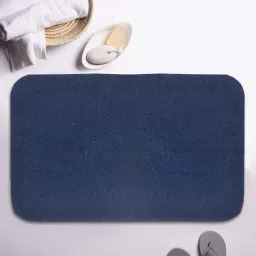 BIANCA Ultra-Soft Fluffy Bath Mat With Non-Slip Rubber Backing -1pc Large (plush) solid-navy blue-37