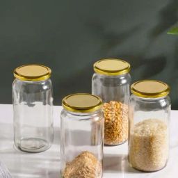 Nestasia Durable Multipurpose Glass Kitchen Storage Jar With Metal Golden Lid(Set Of 4, Each 950 ml)-image-59
