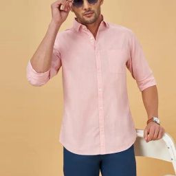 Byford by Pantaloons Pastel Pink Cotton Slim Fit Shirt-image-56