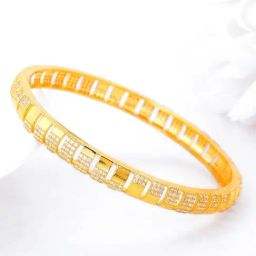 GIVA 92.5 Sterling Silver Golden Serene Sparkles Bangle-image-39