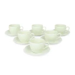 Home4U Light Green Bone China Tea Set (6 Cups & 6 Saucers)-image-7