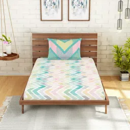 Spaces Green 144 TC Cotton Single Bed Sheet with Pillow Cover-image-44