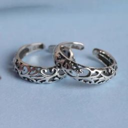Clara 92.5 Sterling Silver Intricate Toe Rings for Women-image-58