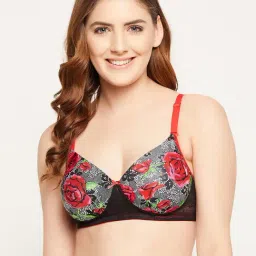 Clovia Black & Red Non Wired Padded T-Shirt Bra-image-30