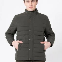 Red Tape Olive Full Sleeves Mock Collar Jacket-image-68