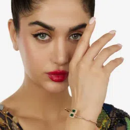 Zaveri Pearls Green Dazzling Cubic Zirconia Contemporary Bangle Style Kada Bracelet for Women-image-19